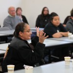 Student, Dee Cobb engages in dialogue